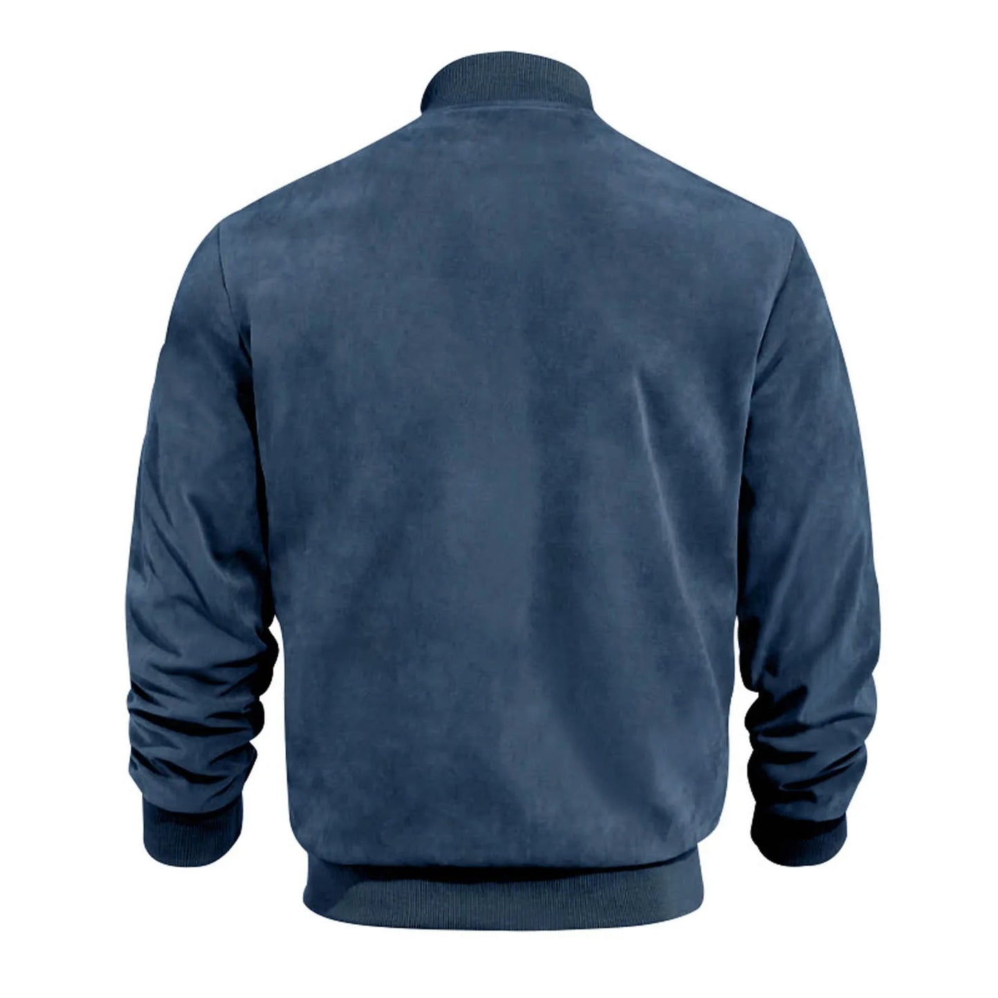 Men's Suede-Style Zip Bomber Jacket with Minimalist Streetwear Design