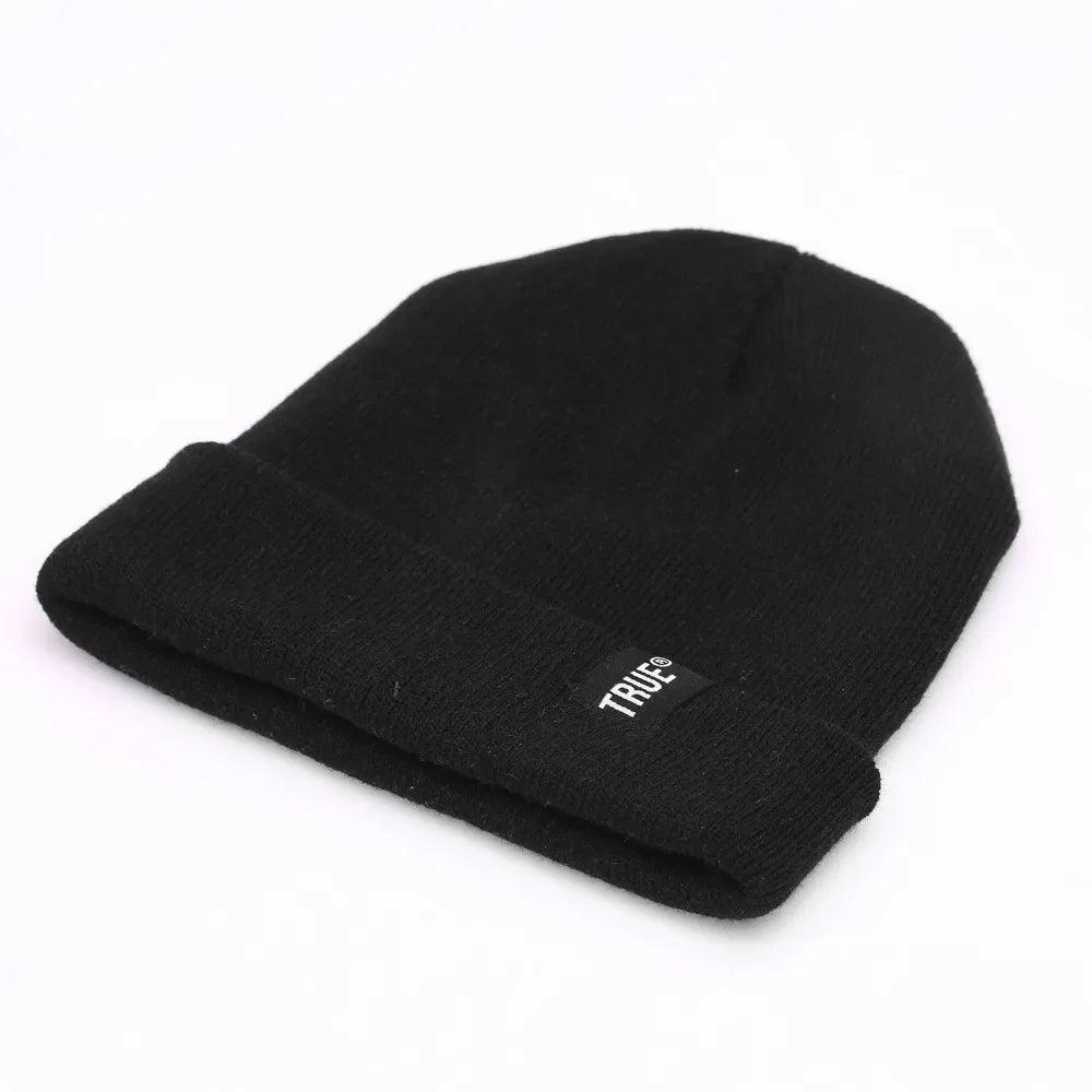 Minimalist Solid Knit Beanie with Stretch Blend Fabric for Everyday Streetwear Casual Style