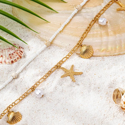 Bohemian Starfish and Shell Inspired Waist Chain for Coastal Fashion Styling