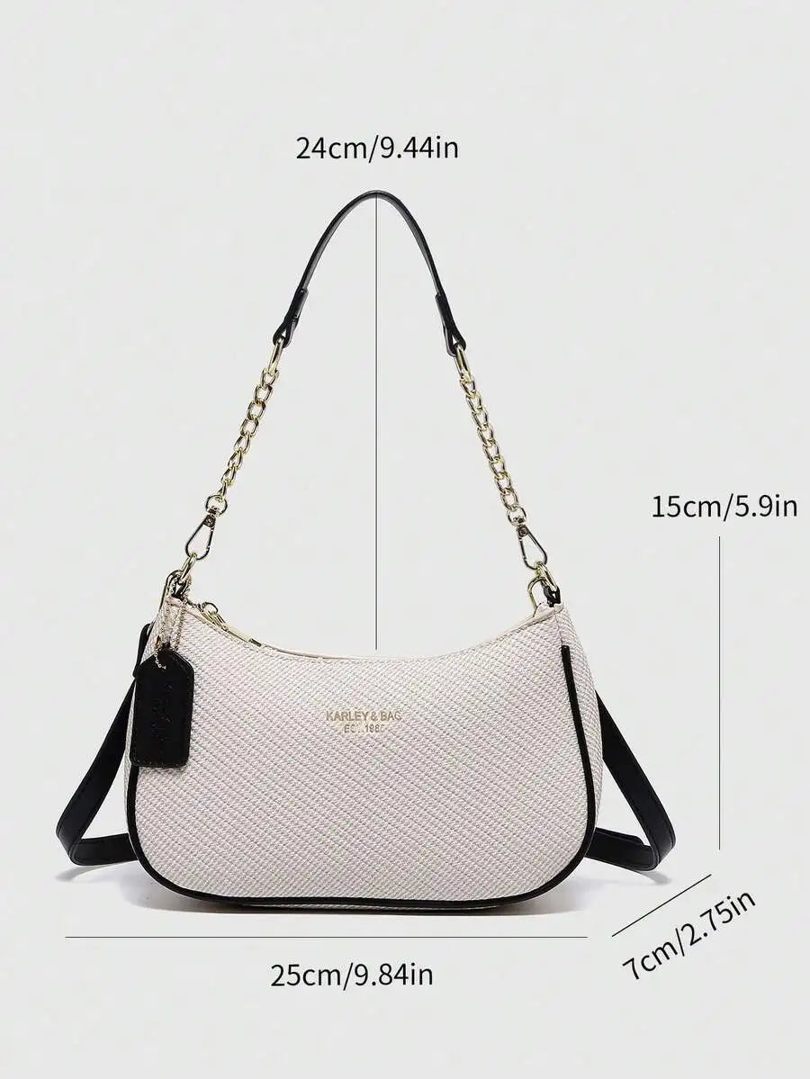 Crescent Chain Strap Shoulder Bag with Compact Y2K Inspired Silhouette