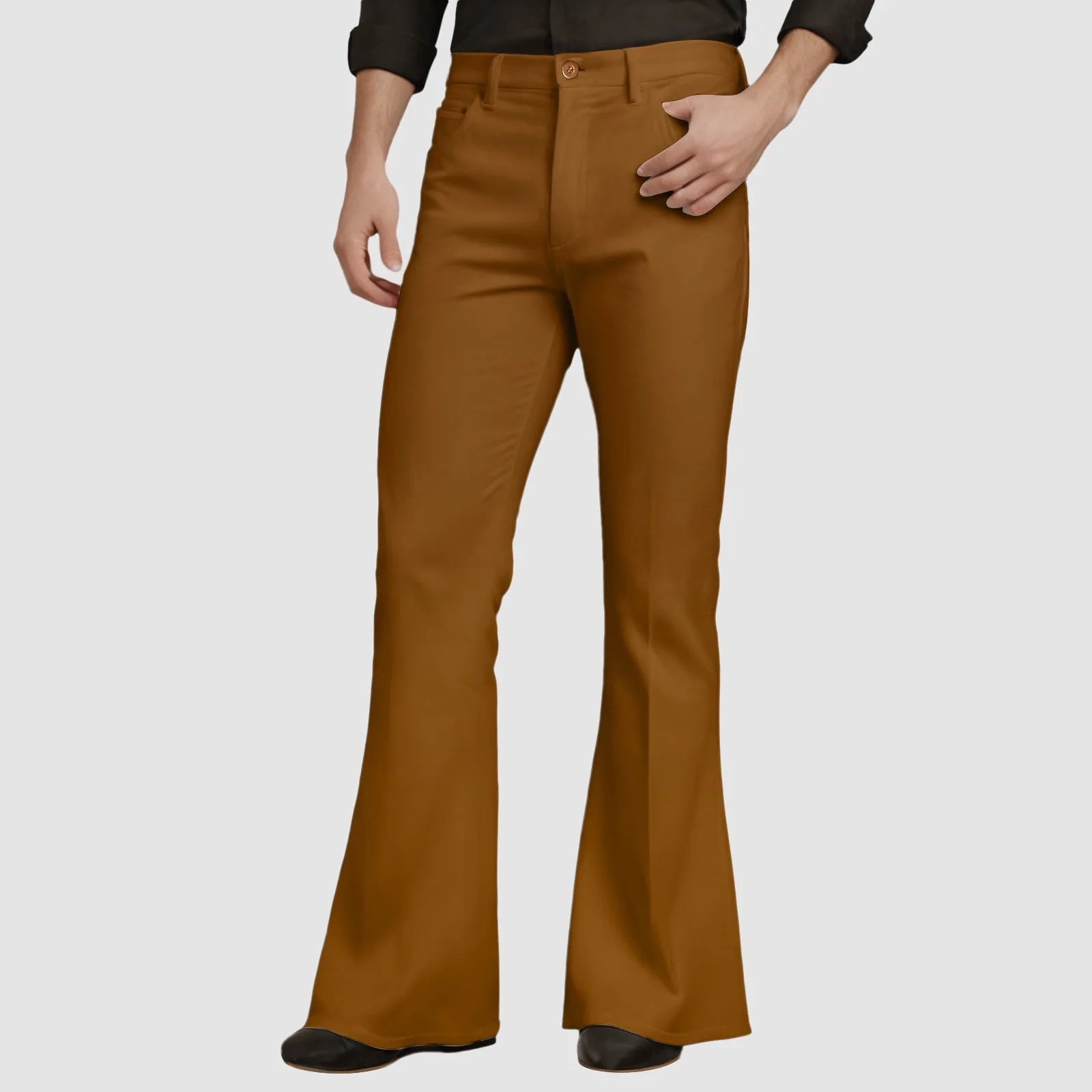 Men's Mid Rise Flared Casual Trousers with Relaxed Fit and Modern Streetwear Style