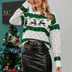 Women's Festive Pattern Relaxed Fit Cozy Knit Holiday Sweater Pullover