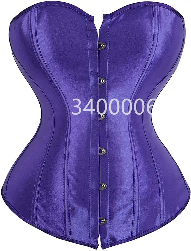 Luminous Teal Satin Overbust Corset with Front Metal Busk