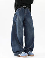 Unisex Baggy Wide Leg Denim Jeans with Relaxed Barrel Fit and Streetwear Style