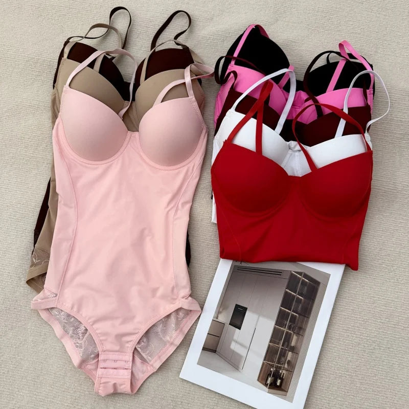 Adjustable Strap Firm Control Bodysuit with Built-In Molded Cups