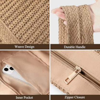 Open Weave Beach Tote Shoulder Bag with Relaxed Carry Design