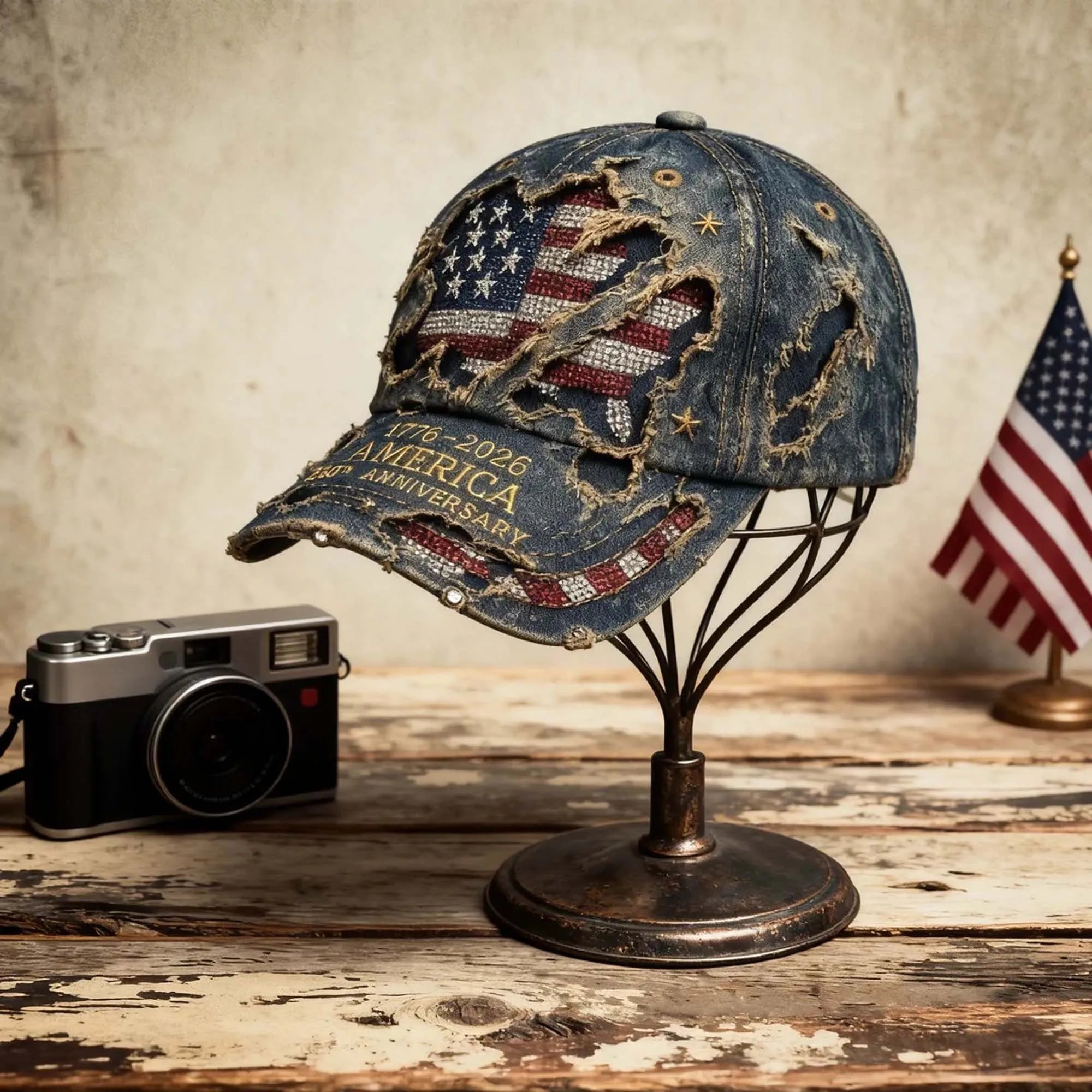 Vintage Distressed Embroidered Baseball Cap with Adjustable Fit for Casual Streetwear Style