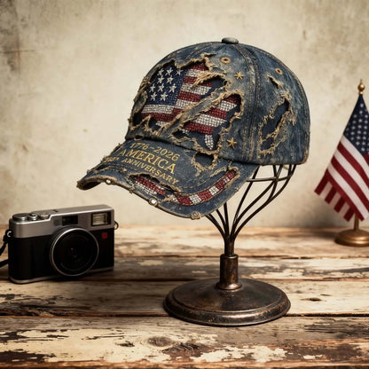Vintage Distressed Embroidered Baseball Cap with Adjustable Fit for Casual Streetwear Style