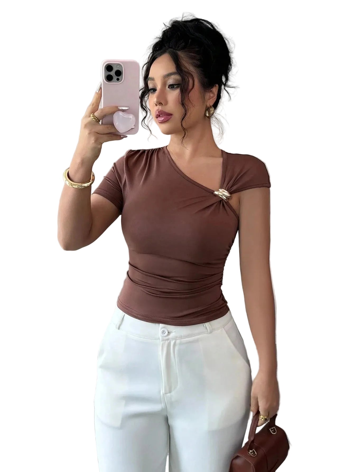 Asymmetrical One-Shoulder Crop Top with Slim Fit Minimalist Streetwear Summer Style
