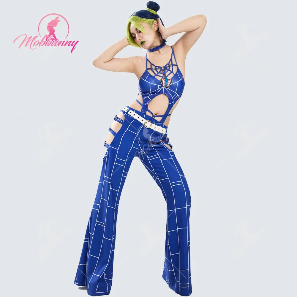 Women's Cutout Bodysuit and Flared Pants Outfit Set with Coordinated Belt Accessories
