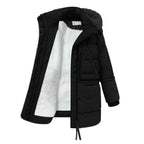 Women's Long Hooded Sherpa Lined Winter Parka Warm Casual Zip-Up Puffer Coat