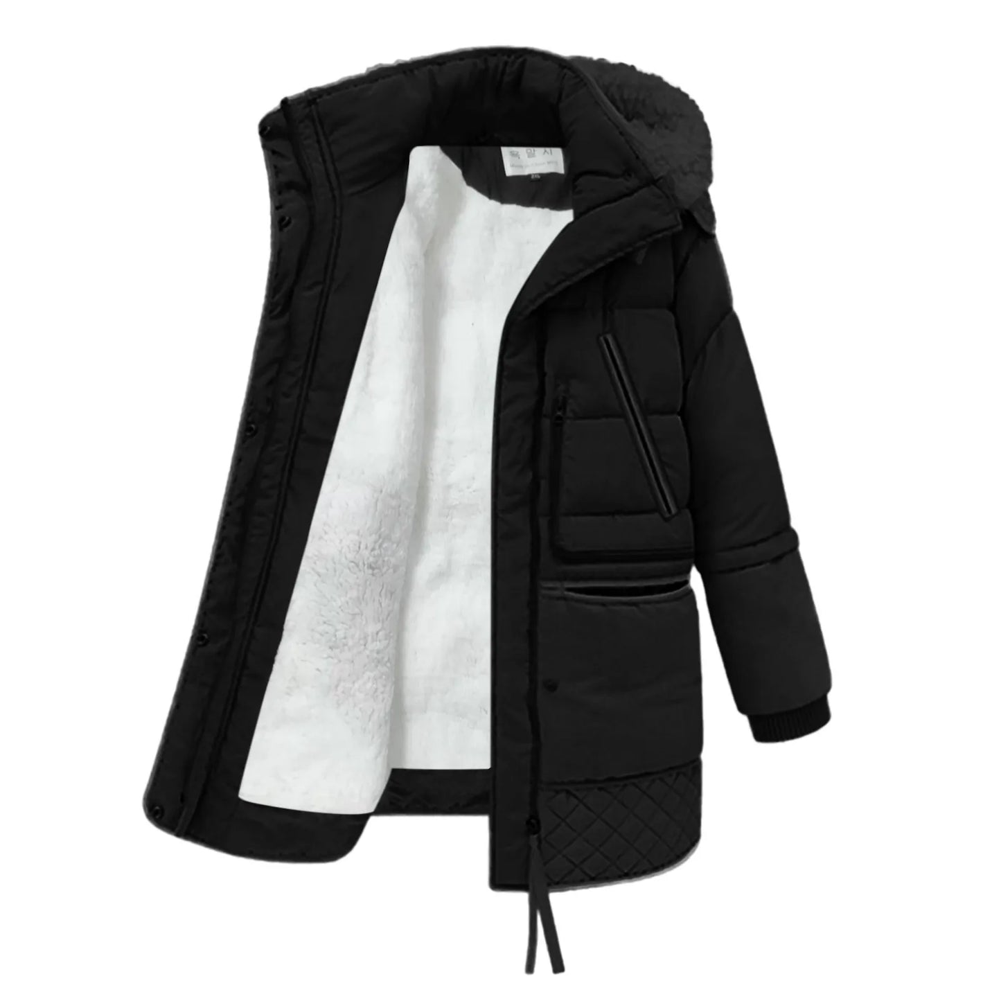 Women's Long Hooded Sherpa Lined Winter Parka Warm Casual Zip-Up Puffer Coat