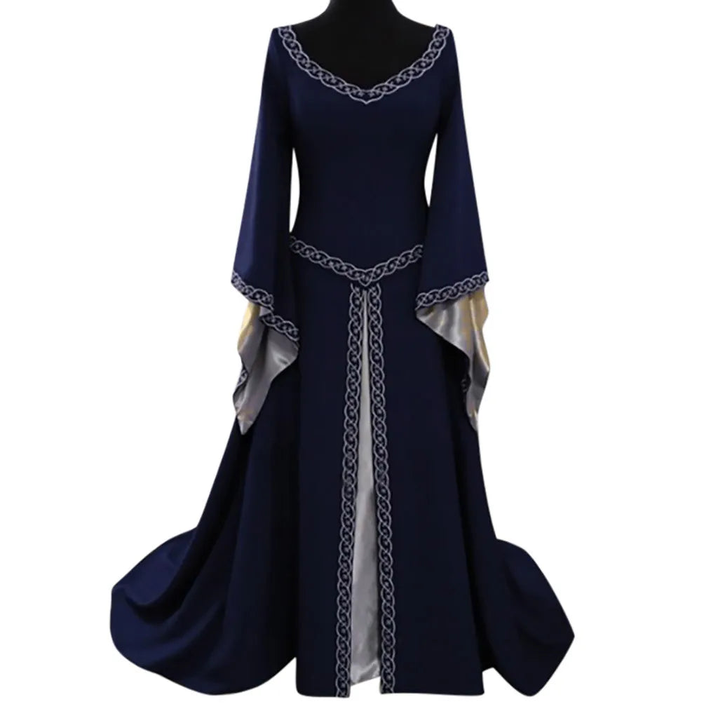 Elegant Medieval Inspired Gothic Maxi Dress with Fantasy Alternative Style