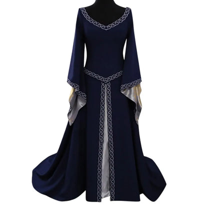 Elegant Medieval Inspired Gothic Maxi Dress with Fantasy Alternative Style