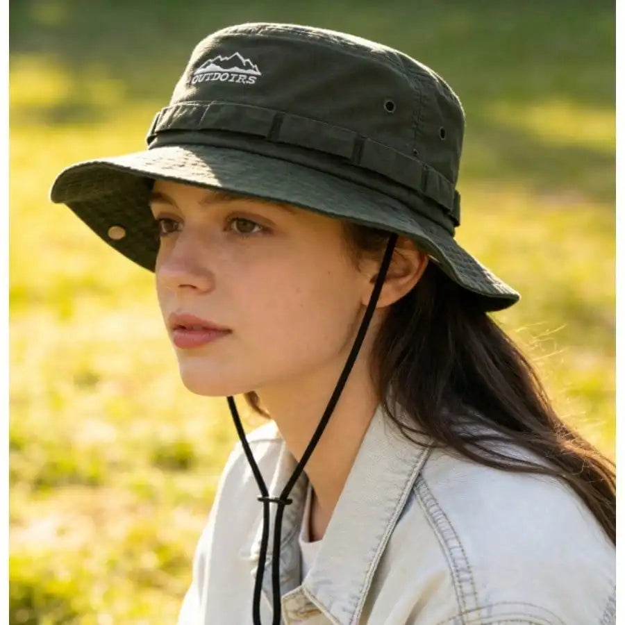 Unisex Retro Bucket Hat with Adjustable Chin Cord for Everyday Outdoor Casual Style