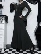 Elegant Gothic Mermaid Dress with Dark Alternative Fashion Styling