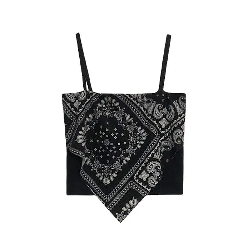 Floral Corset Crop Top with Slim Fit Irregular Hem Contemporary Streetwear Camisole Style