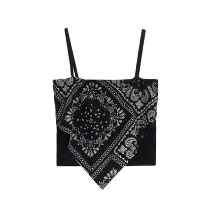 Floral Corset Crop Top with Slim Fit Irregular Hem Contemporary Streetwear Camisole Style