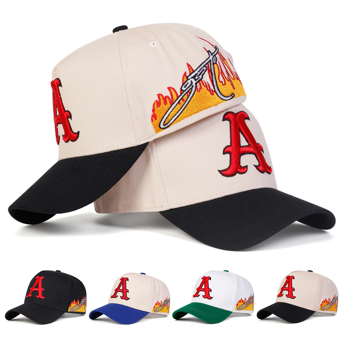 Letter Embroidered Baseball Cap with Graphic Side Detail for Casual Streetwear Everyday Style