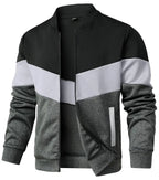 Men's Color Block Zip-Up Bomber Jacket with Modern Casual Streetwear Fit