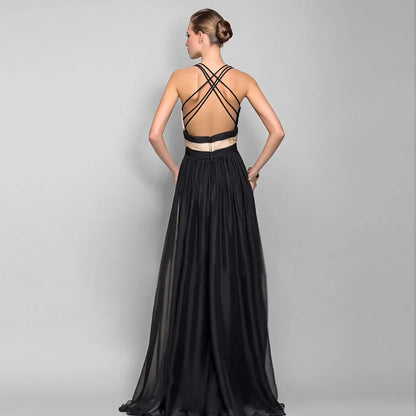 Contrast Panel A Line Maxi Dress With Fluid Movement