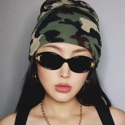 Camouflage Pattern Acrylic Knit Beanie for Contemporary Streetwear Winter Casual Everyday Fashion Style