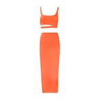 Women's Cutout Crop Top and Maxi Skirt Co-Ord Set Contemporary Evening Outfit