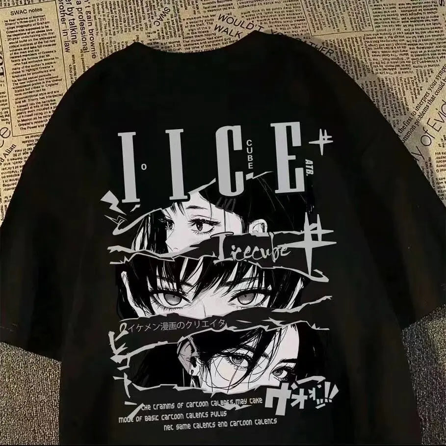 Crimson Vice Anime Graphic Oversized Vintage Streetwear Cotton T-Shirt