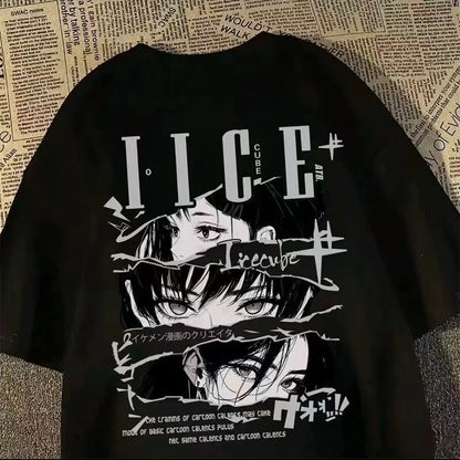 Crimson Vice Anime Graphic Oversized Vintage Streetwear Cotton T-Shirt