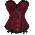 Lace Trim Overbust Corset with Bow Detail and Structured Shaping Panels