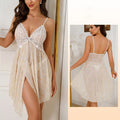 Ethereal Sheer Floral Babydoll Nightgown with Lace Bodice and Asymmetrical Hem