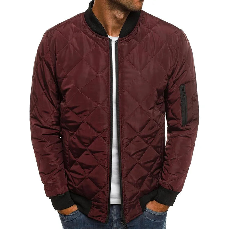 Men's Quilted Bomber Jacket with Lightweight Urban Streetwear Styling