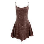 Sparkle Embellished Sleeveless Mini Dress With Flared Skater Inspired Silhouette