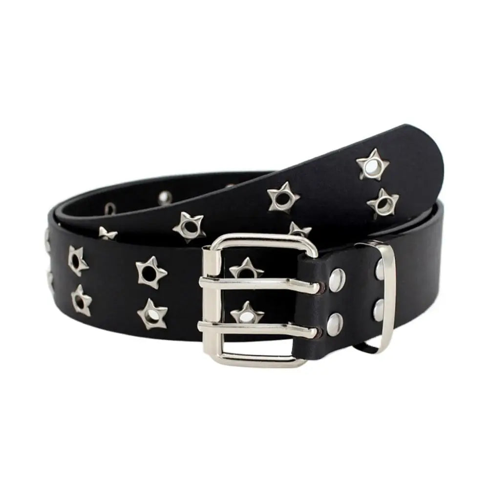 Double Row Star Rivet Belt for Punk Gothic Y2K Streetwear Fashion