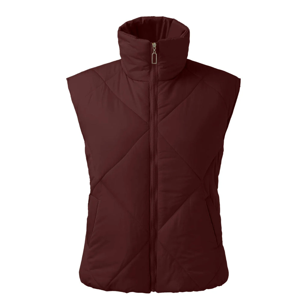 Women's Quilted Sleeveless Puffer Vest Relaxed Lightweight Streetwear Layering Waistcoat