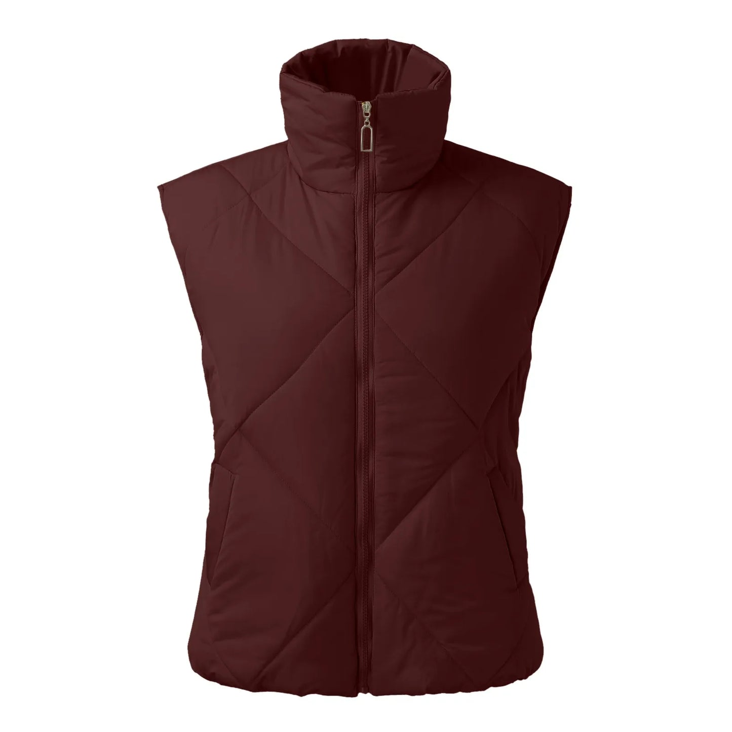 Women's Quilted Sleeveless Puffer Vest Relaxed Lightweight Streetwear Layering Waistcoat