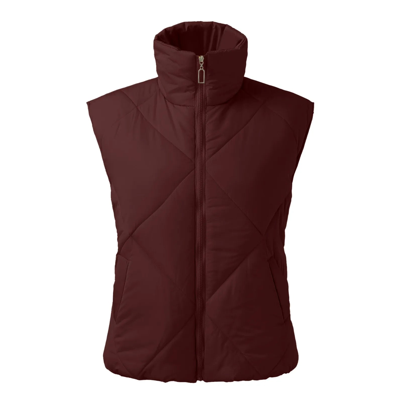 Women's Quilted Sleeveless Puffer Vest Relaxed Lightweight Streetwear Layering Waistcoat