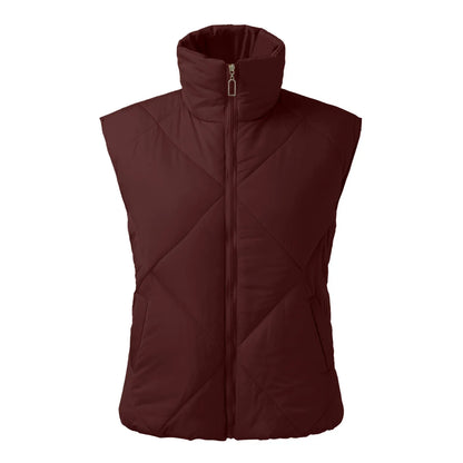 Women's Quilted Sleeveless Puffer Vest Relaxed Lightweight Streetwear Layering Waistcoat