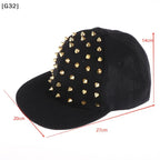 Studded Flat Brim Baseball Cap with Decorative Rivet Details for Y2K Streetwear Fashion