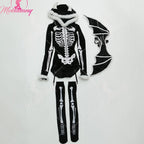 Women's Contemporary Graphic Print Hooded Bodysuit With Detachable Wings And Matching Layered Hosiery