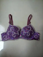 Glamorous Rhinestone-Studded Plunge Bra with Crystal Embellishments