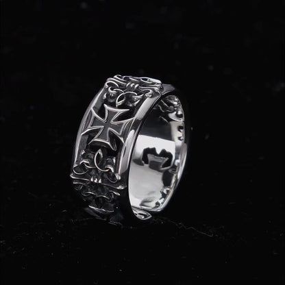 Adjustable Gothic Cross Engraved Ring Alternative Punk Statement Jewelry