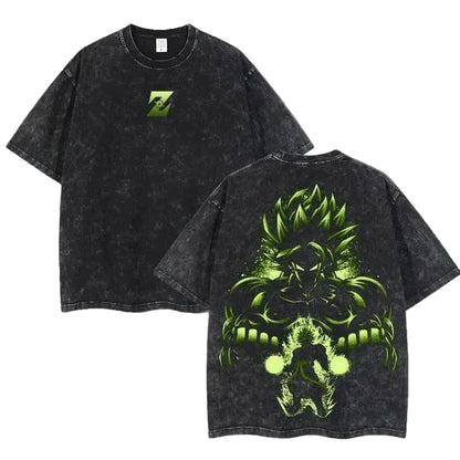 Dark Anime Aura Oversized Vintage Streetwear Graphic Cotton T-Shirt
