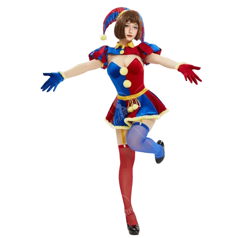 Women's Color Block Performance-Inspired Costume Set with Mini Skirt, Hat and Coordinated Accessories