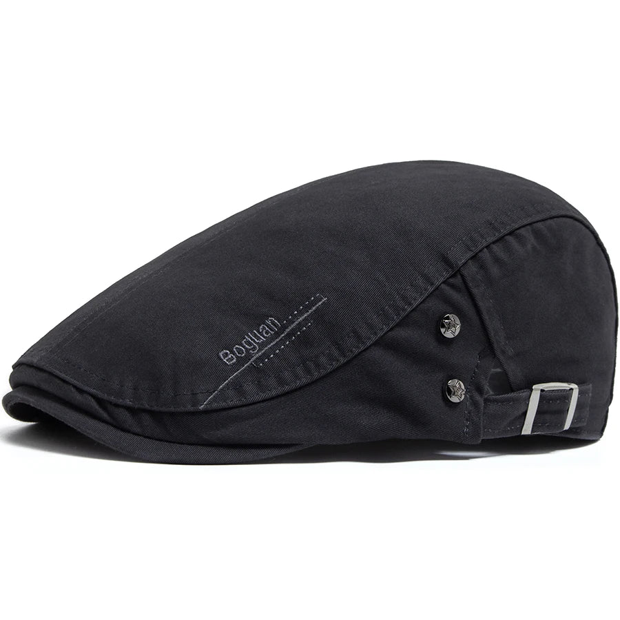 Classic Cotton Ivy Flat Cap Button Detail Casual Vintage Streetwear Beret Hat