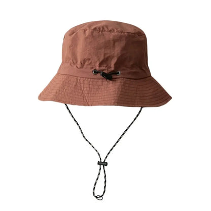 Unisex Waterproof Bucket Hat with Adjustable Chin Cord for Outdoor Travel and Hiking