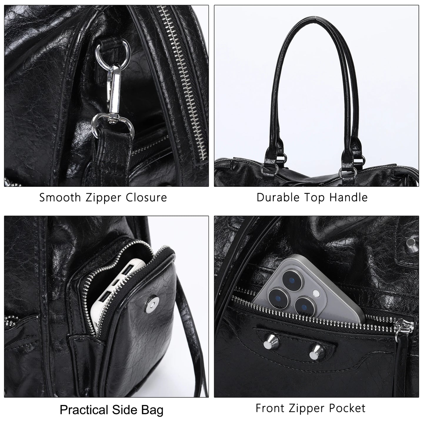 Vintage Inspired Rivet Tote Bag with Tassel Accents Y2K Streetwear Style