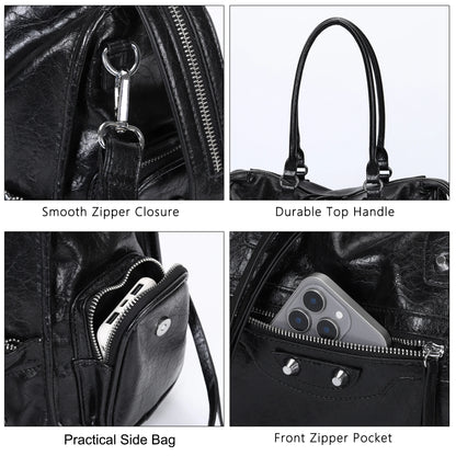 Vintage Inspired Rivet Tote Bag with Tassel Accents Y2K Streetwear Style