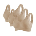 3-Piece Wireless Push-Up Bra Set with Ribbed Texture, V-Neck Design and Adjustable Straps