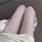 Heart And Floral Mesh Fishnet Pantyhose Delicate Alternative Fashion Tights